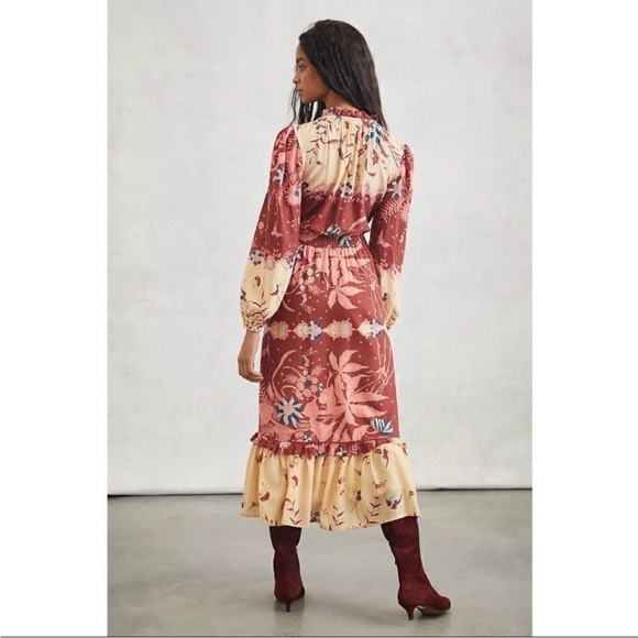 Othilia Carmela Maxi Dress Anthropologie Elastic Waist Long Sleeve Pockets L NWT - Picture 7 of 16